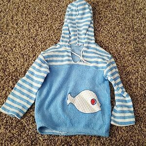 Baby Blue Terry Cloth Hooded Pullover Baby Size M Soft Cozy Hoodie